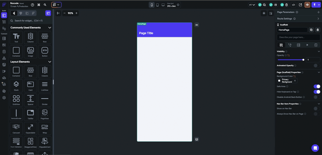 Flutterflow app builder page