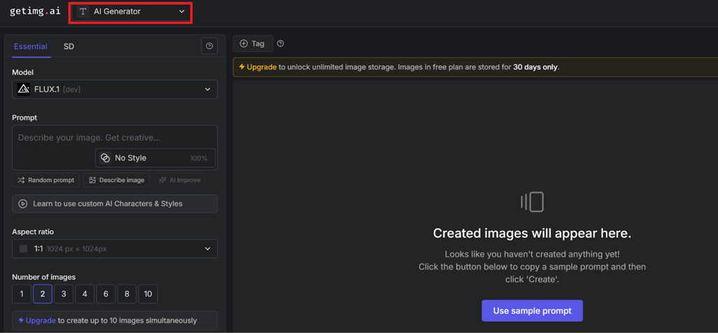 getimg select generation tool