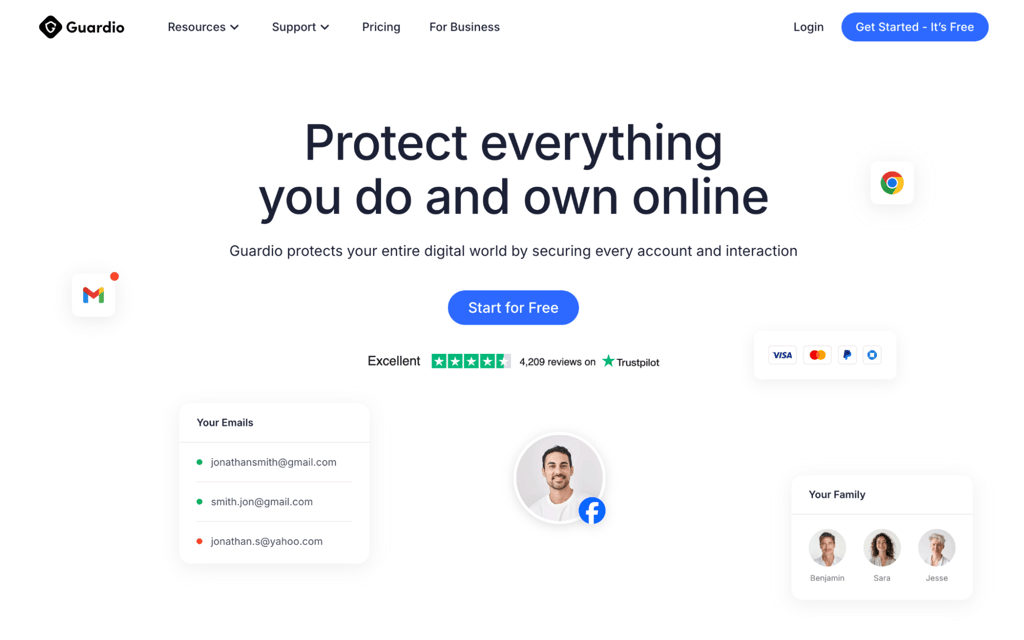 Screenshot of Guardio homepage
