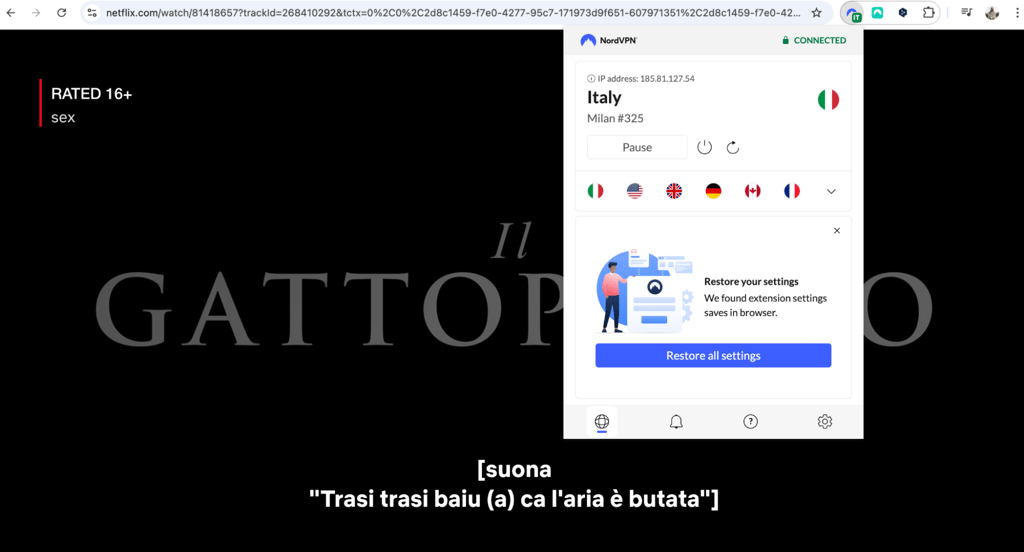 IT Netflix connected to VPN