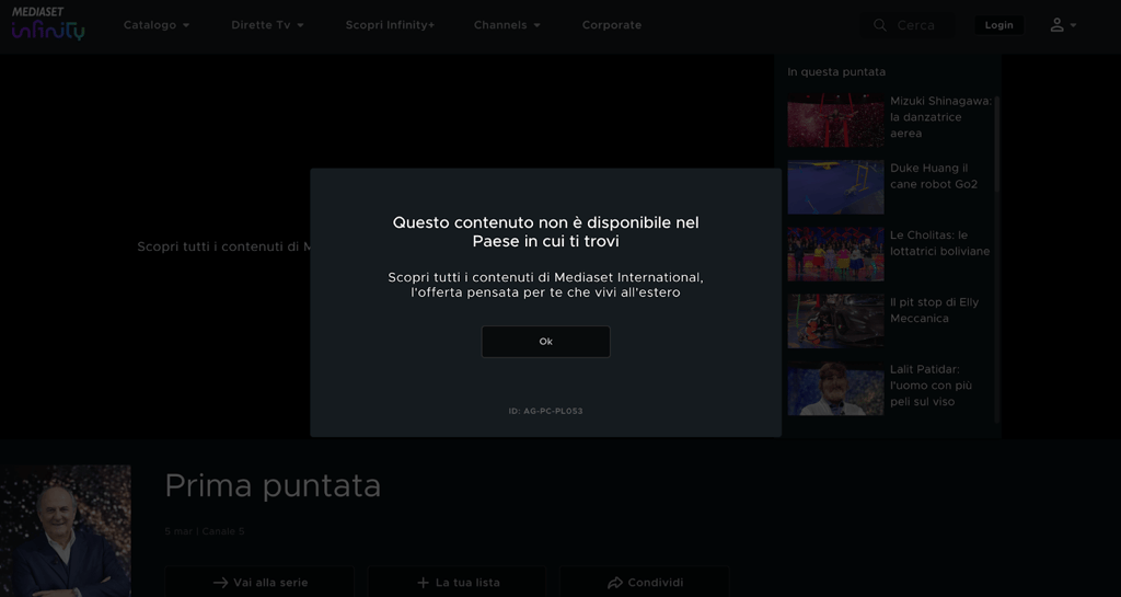 mediaset error message