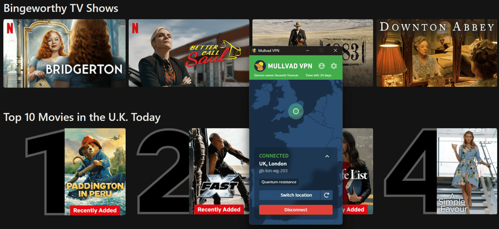 Mullvad streaming Netflix