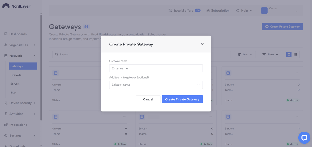 nordlayer-private-gateway