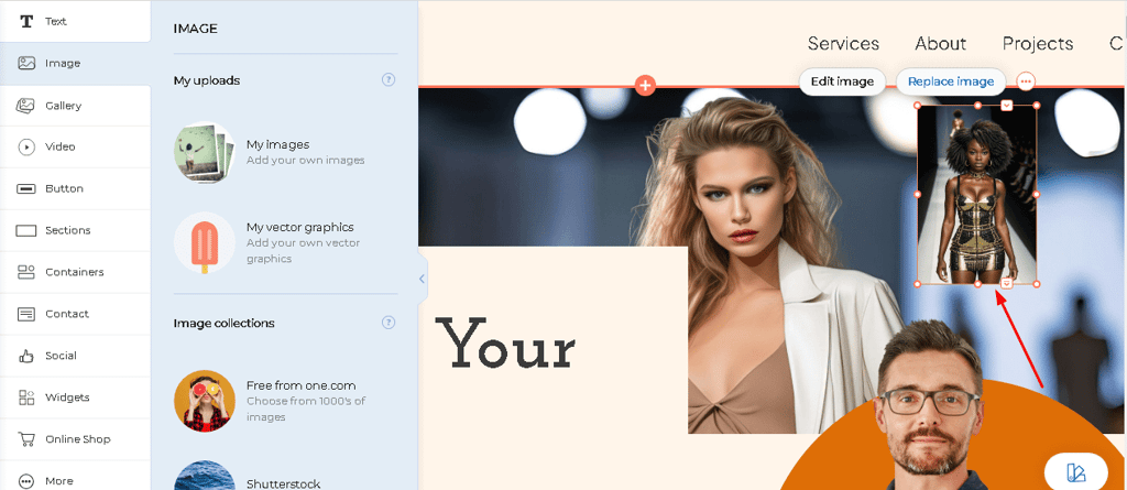 onecom drag and drop editor