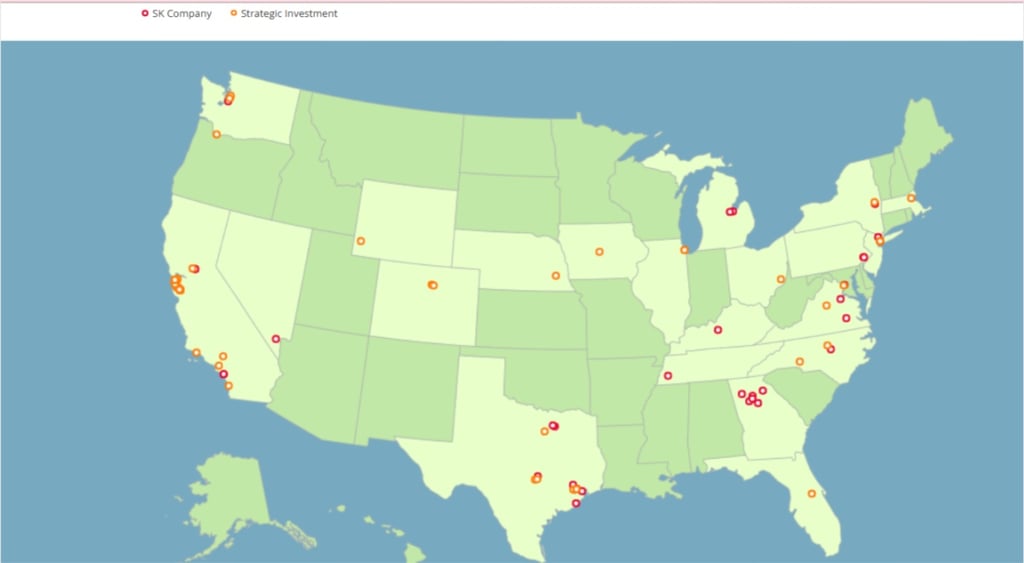 Sk Group US Investment map