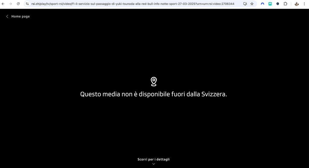 RSI F1 error message (IT)