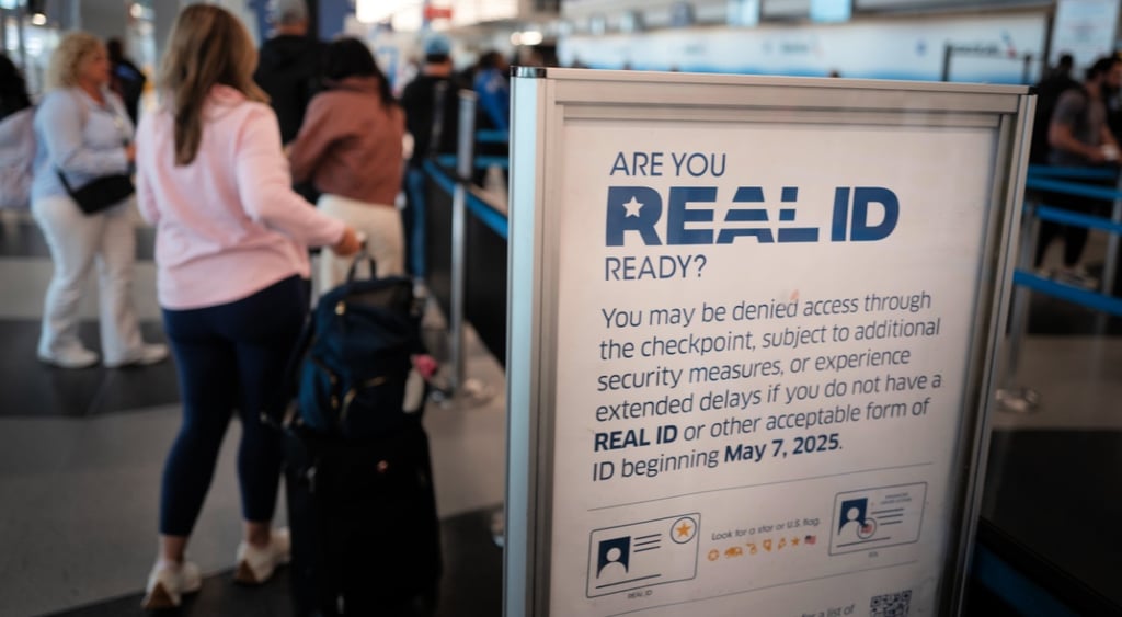 REAL ID signs at Chicago O'Hare Airport