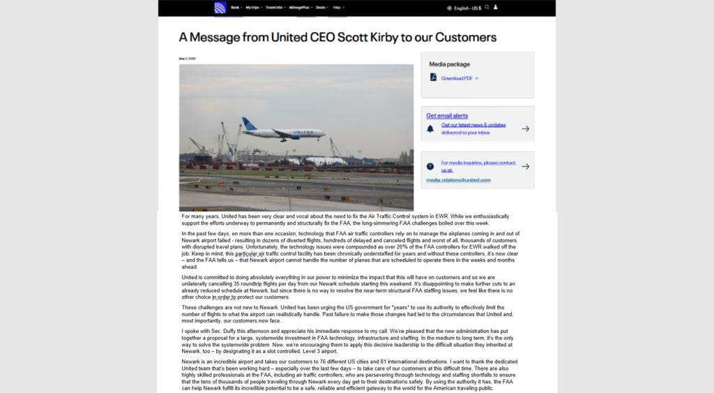 United Scott Kirby Newark FAA commentary