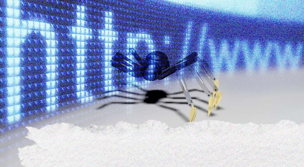 digital spider crawling across a url