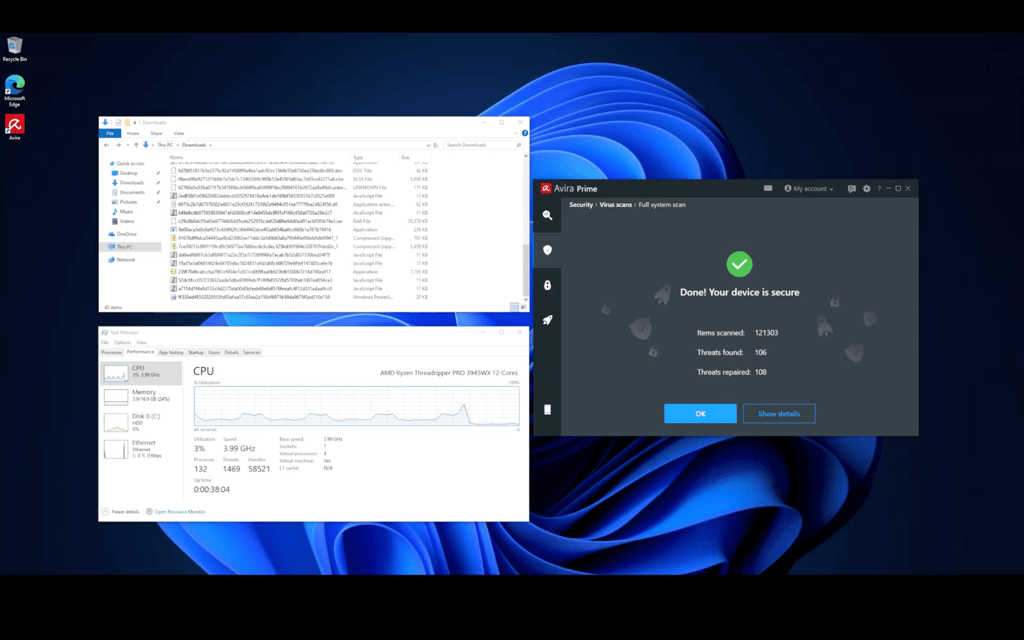 Avira malware scan results