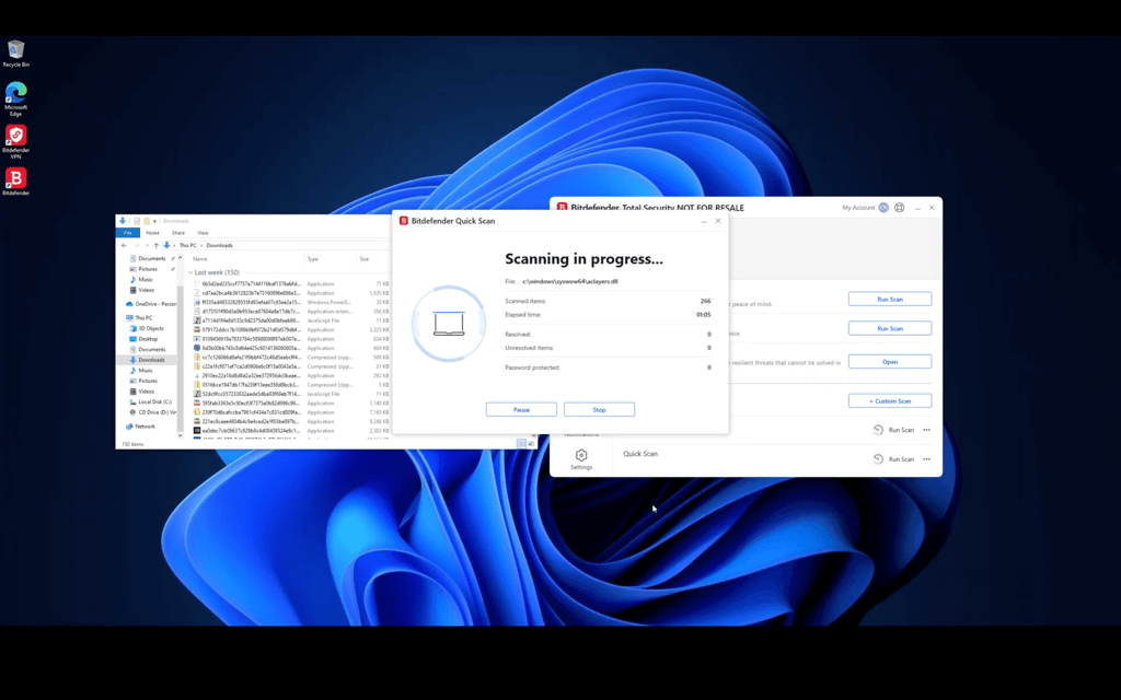 Bitdefender quick scanning in progress