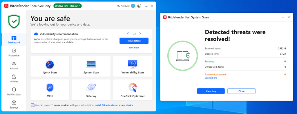 Bitdefender ransomware protection test results