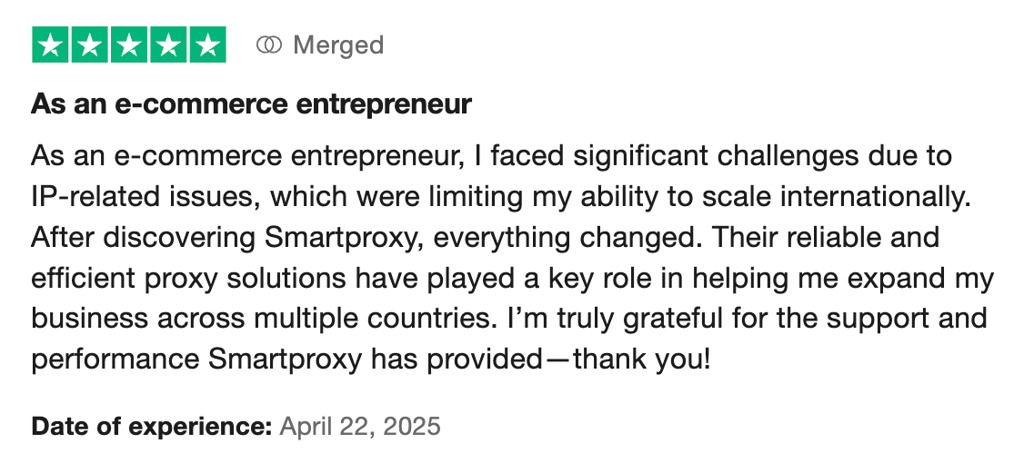 Decodo Trustpilot review