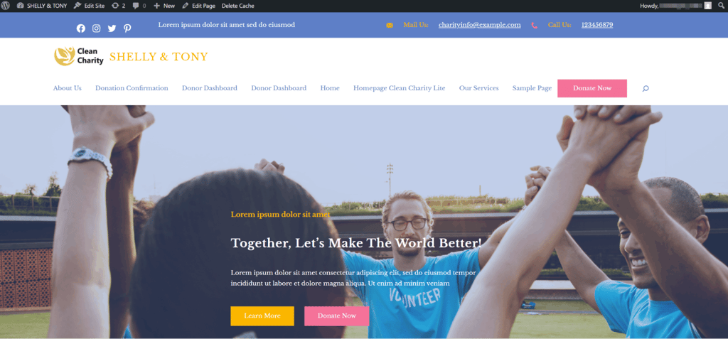 DreamHost example donor website