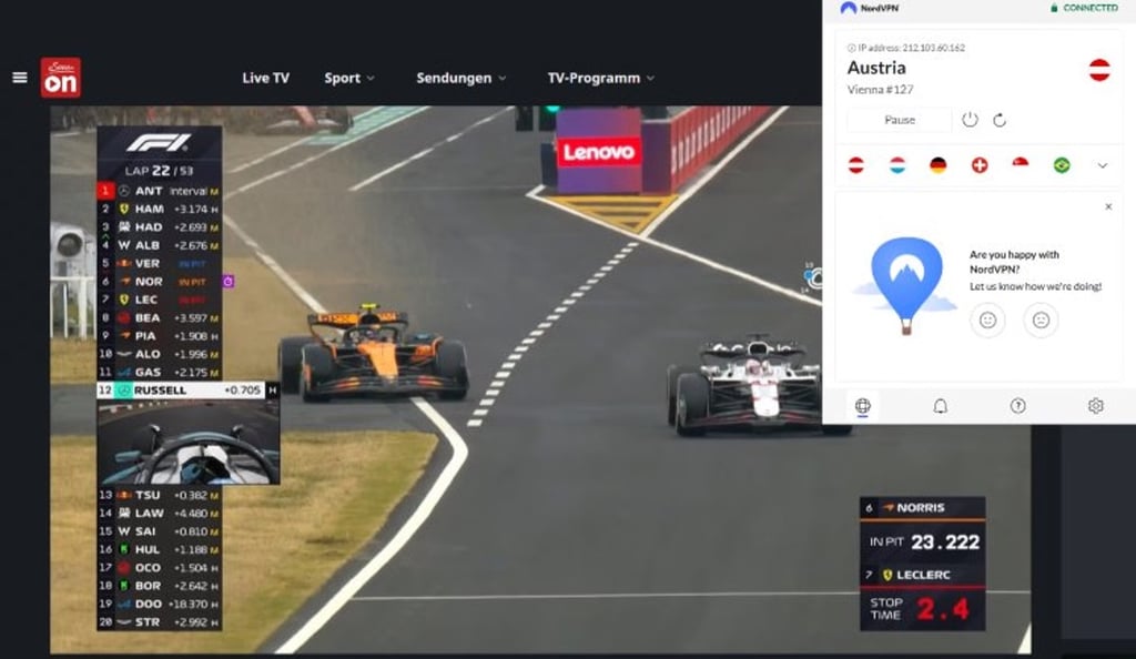 f1 streaming servustv with vpn