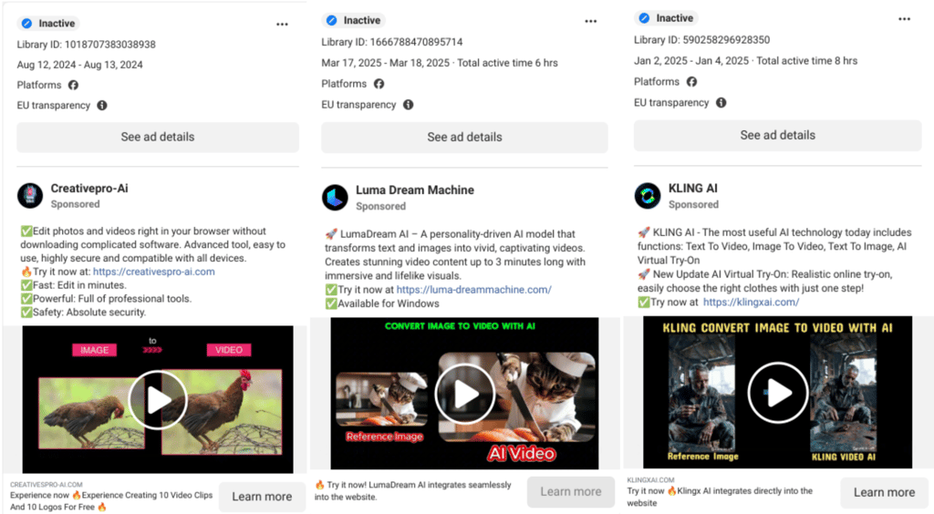 Ads of fake AI tools