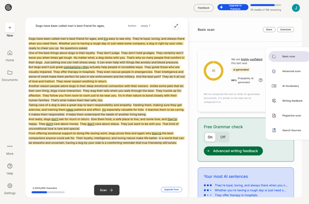 gptzero review results page