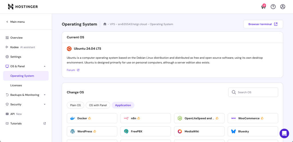 hostinger wordpress vps installation