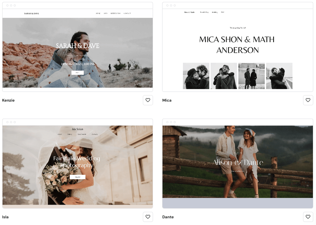 Hostinger Website Builder wedding templates