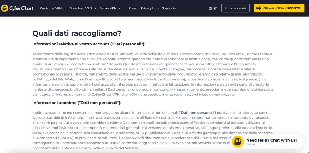 CyberGhost privacy policy IT