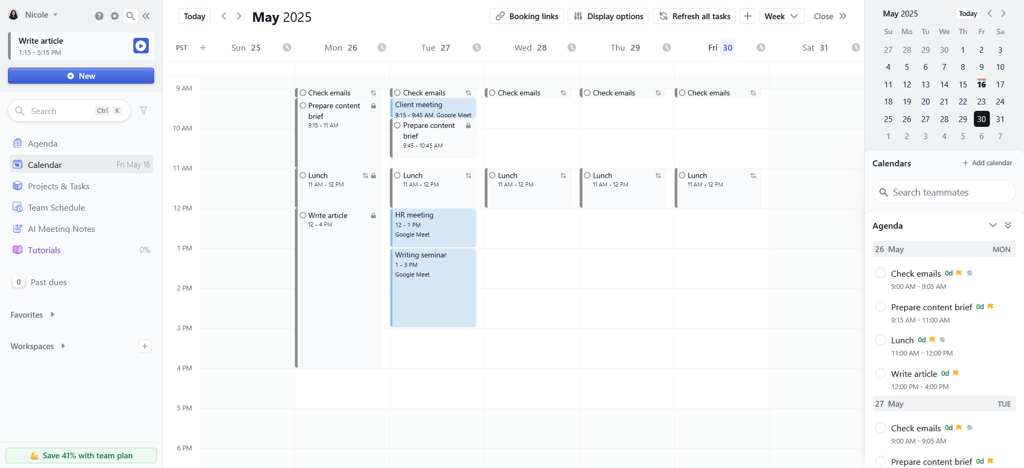 motion ai calendar panel