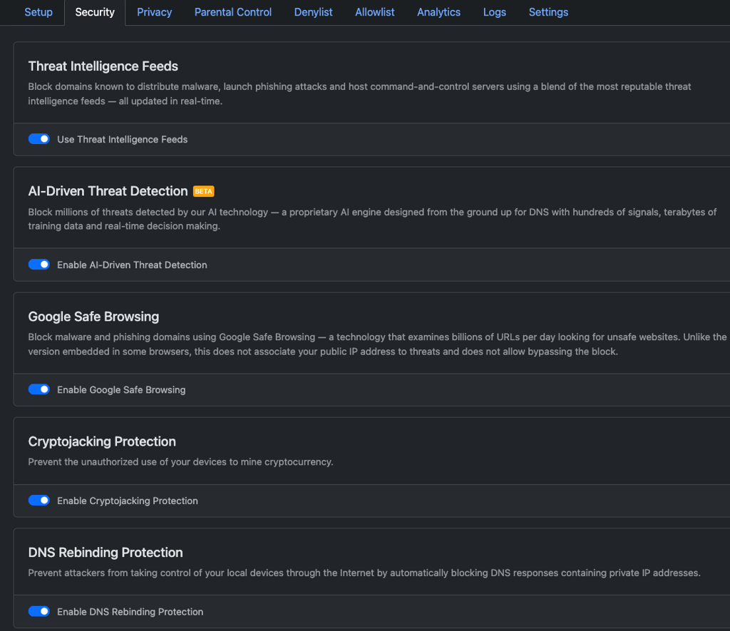 nextdns settings