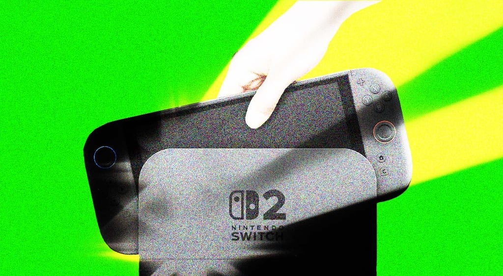 nintendo console in green backround