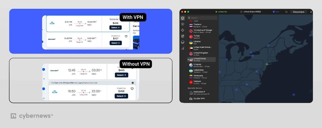 NordVPN cheaper flights skyscanner