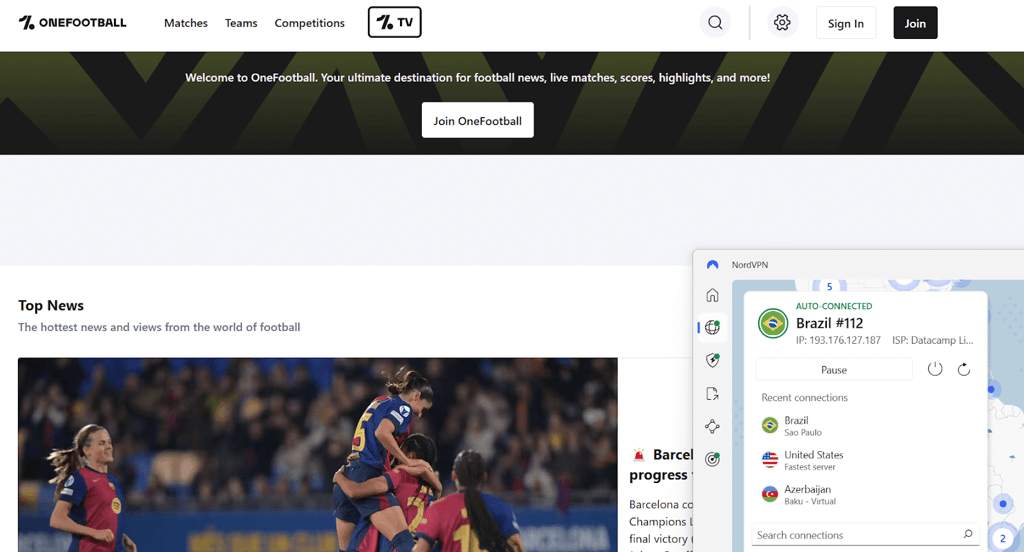 one football with nordvpn