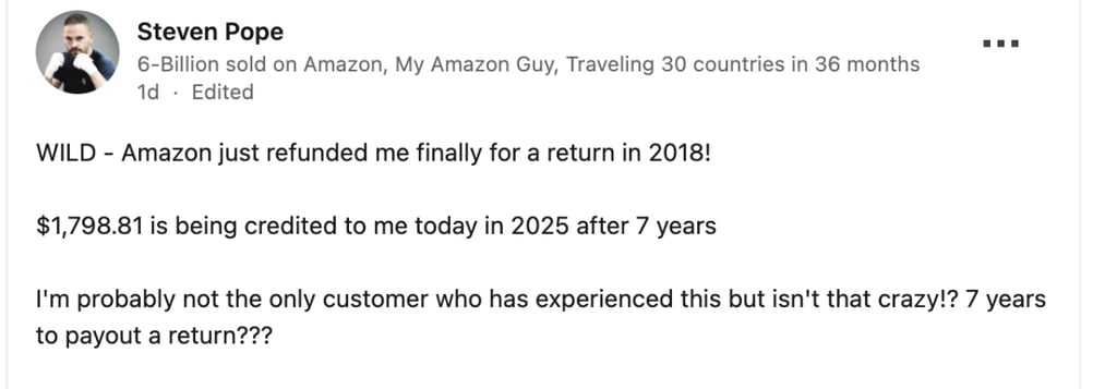 Screenshot of Steven Pope LinkedIn post