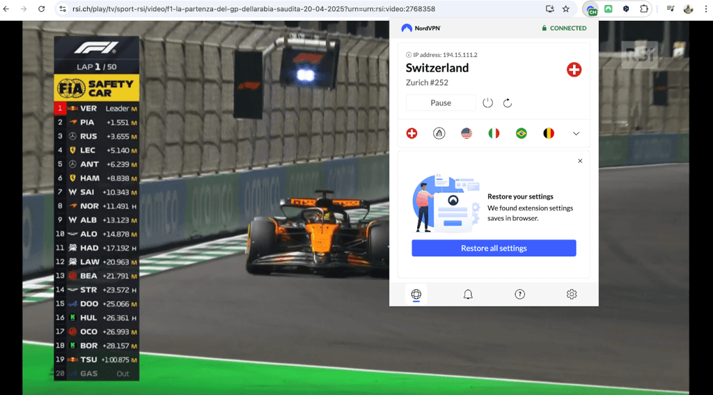 rsi f1 gran premio di miami streaming with vpn