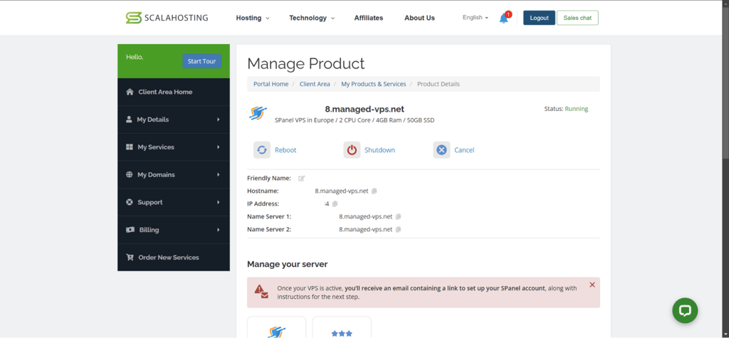 scalahosting vps pannel