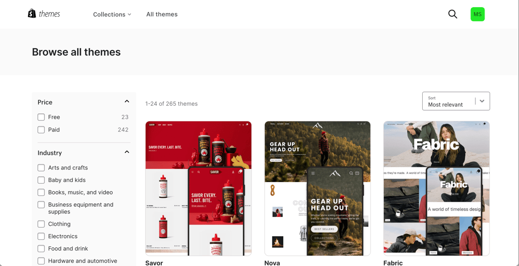 themes on shopify