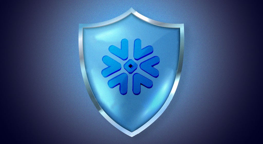frozen blue shield snowflake logo