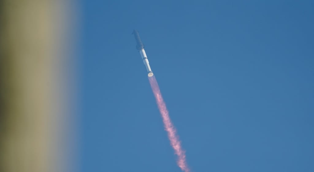 SpaceX rocket in the blue sky