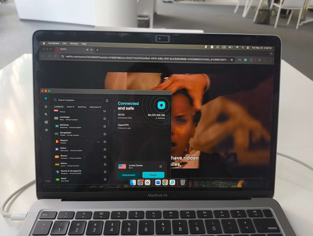 Watching Netflix with Surfshark active