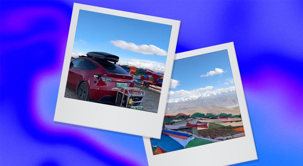 Tesla with a gas generator in Tibet