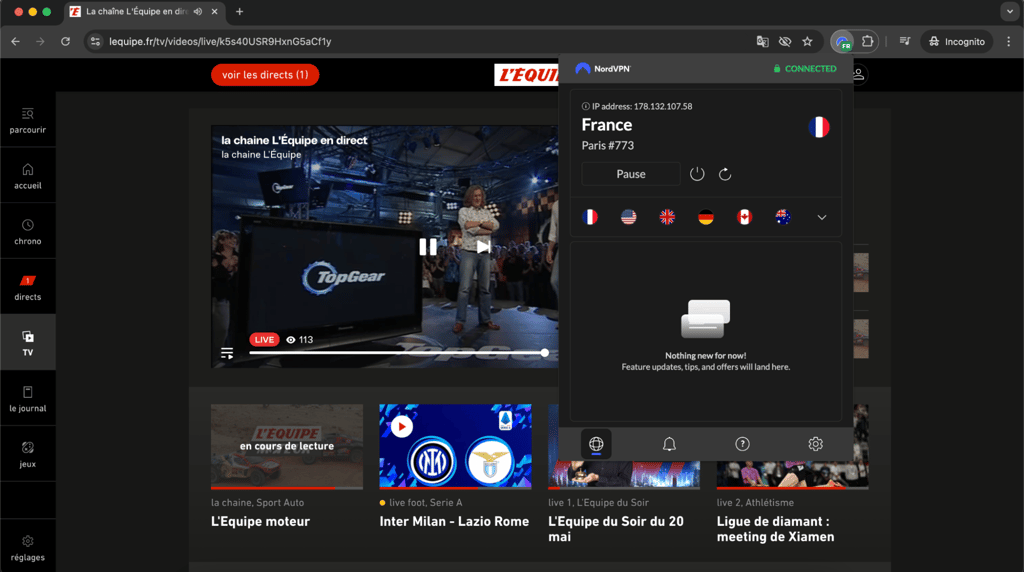 NL Nordvpn connected to france
