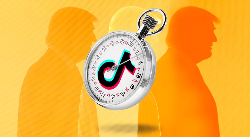 timer with tiktok logo with trump in the background