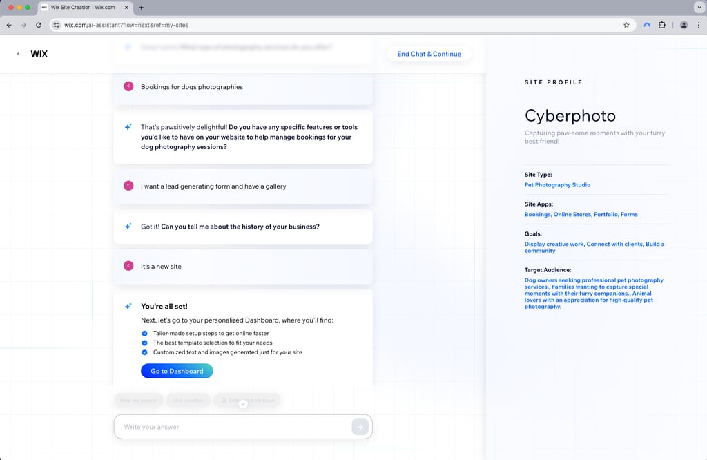 Wix AI assistant