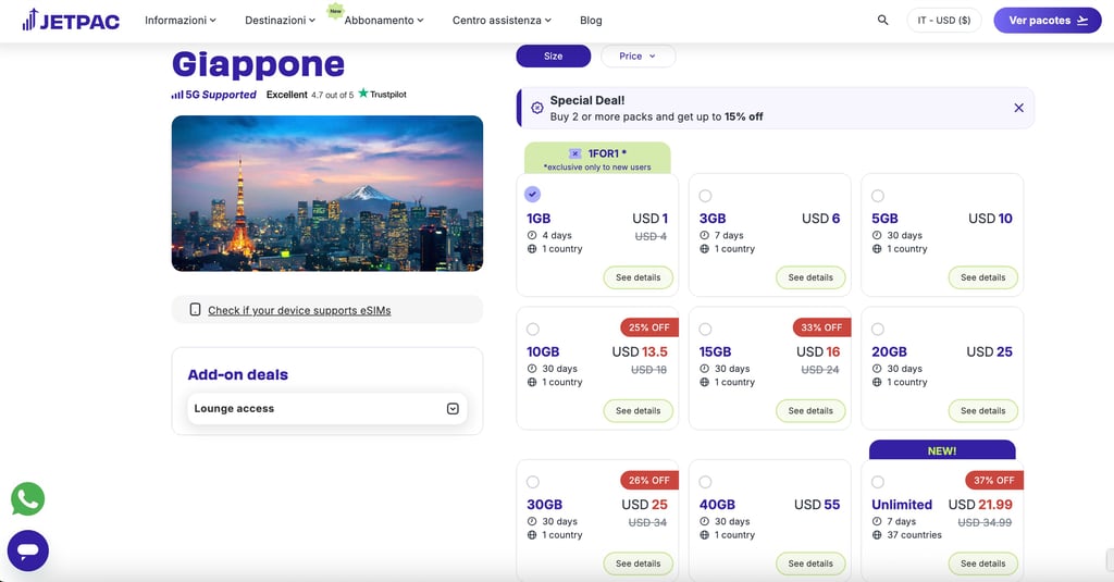 IT Jetpac pricing for Japan