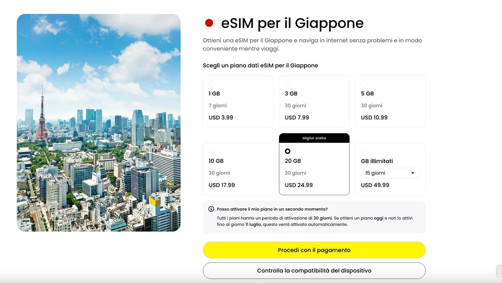 IT saily pricing for Japan