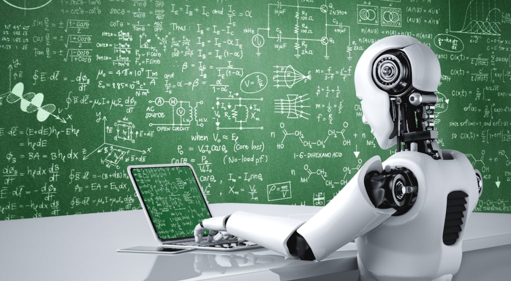 AI student in school, teaching, chatbot