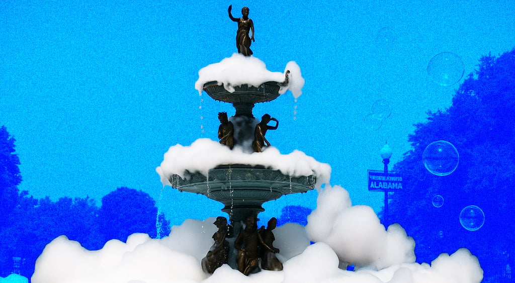 Depiction of a fountain with foam