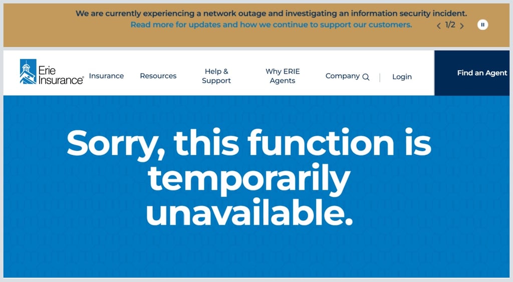 Erie Insurance cyber incident sorry notice