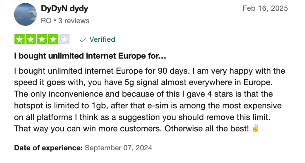 Holafly positive review found on Trustpilot