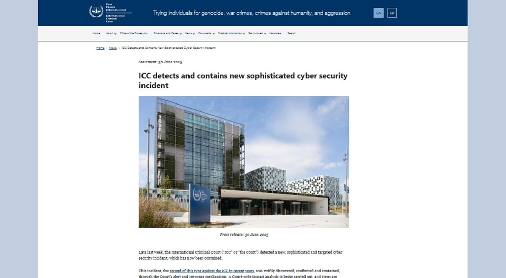 ICC cyberattack statement screenshot