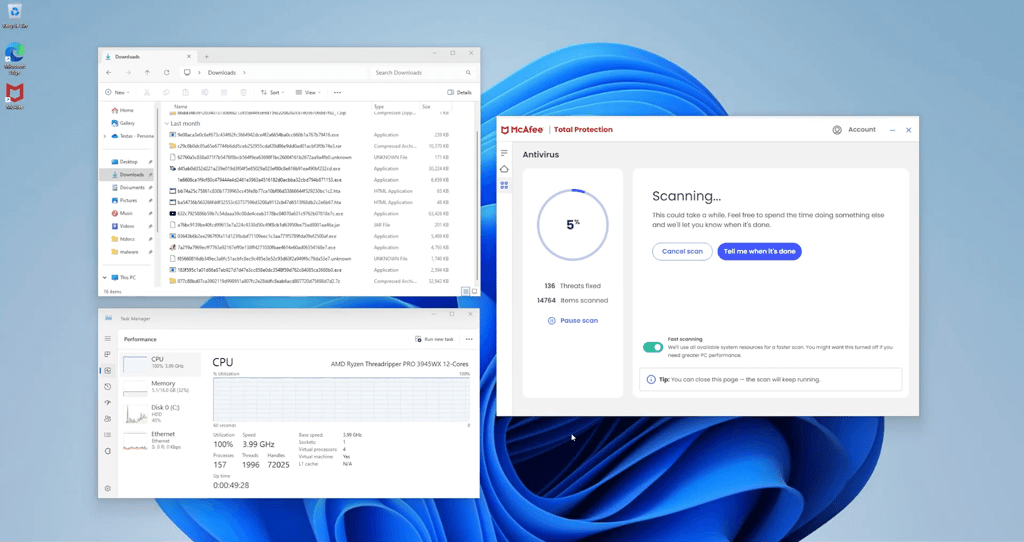 McAfee full scan in progress