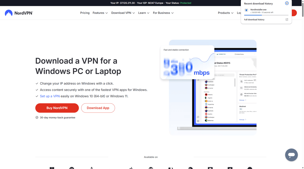 NordVPN installer downloaded