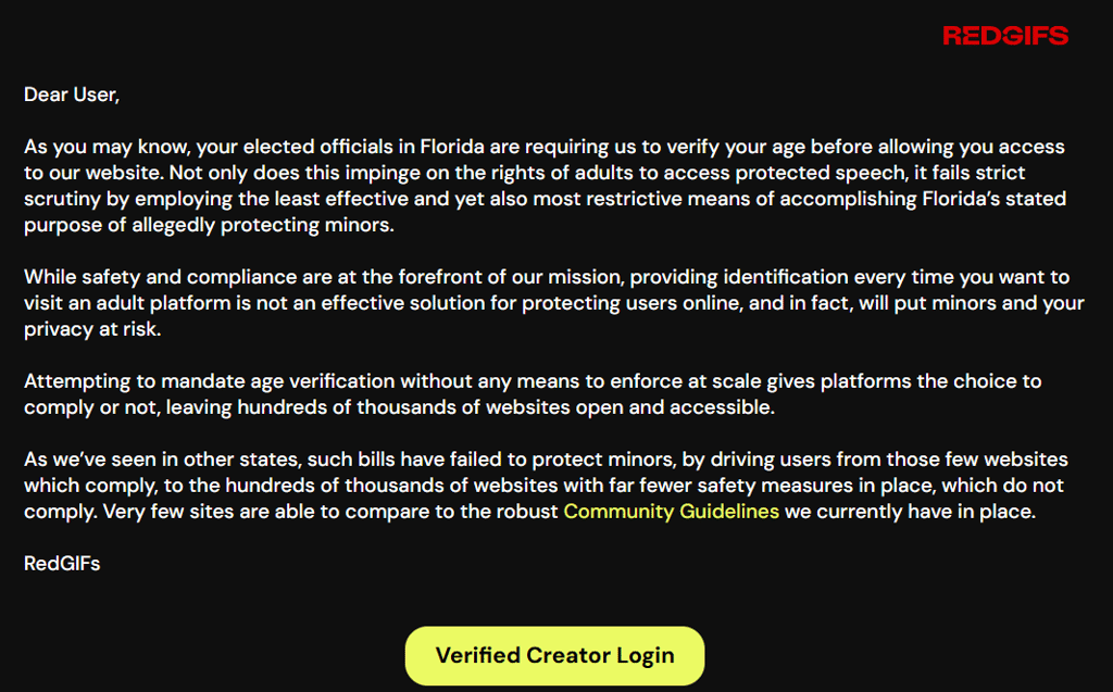 Redgifs blocked in Florida
